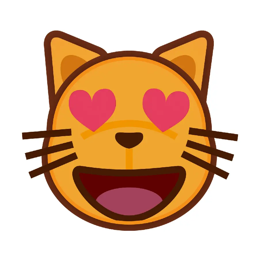Very happy cat emoji with heart eyes in PNG format