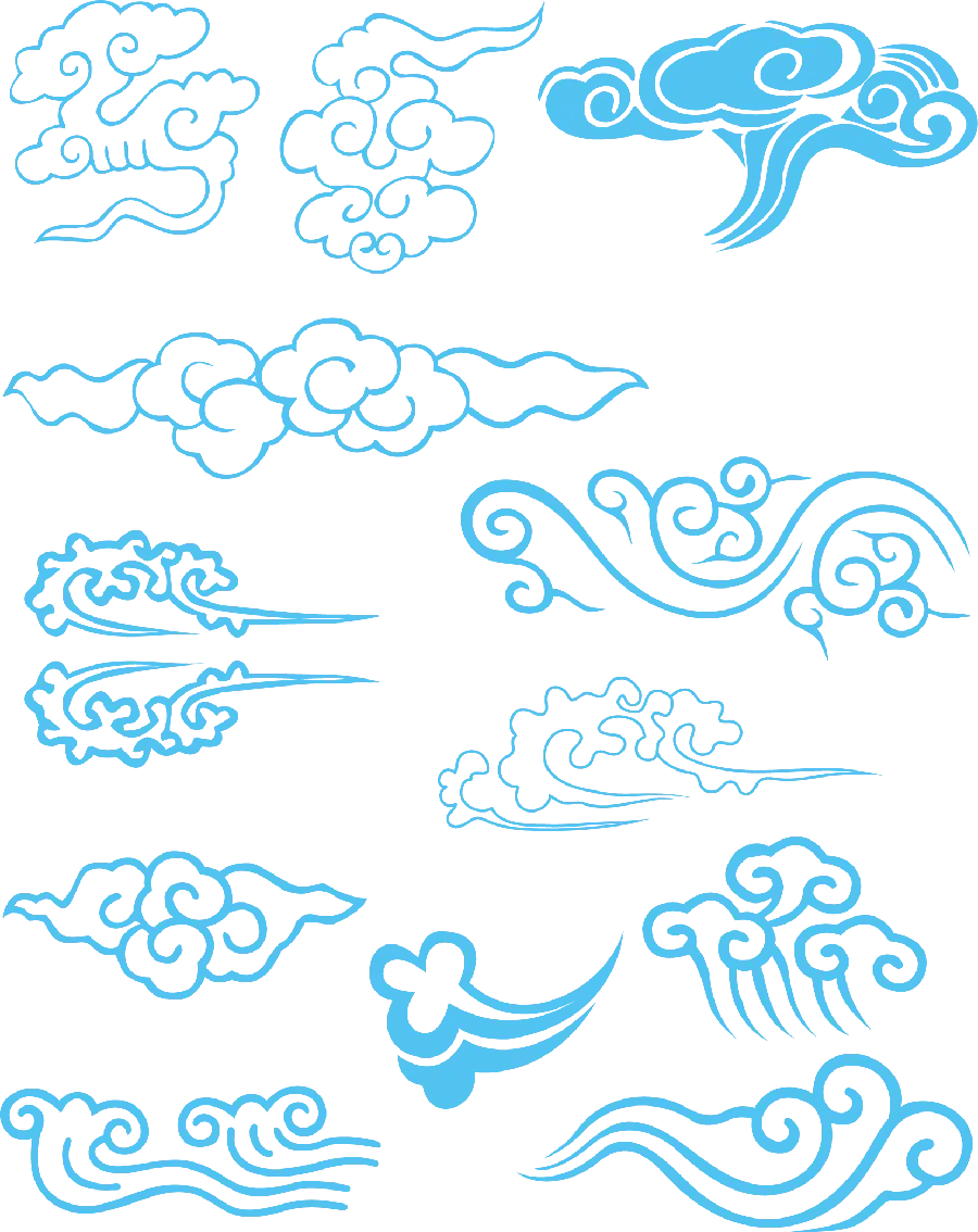 Photo of cloud and wind painting in different shapes without background