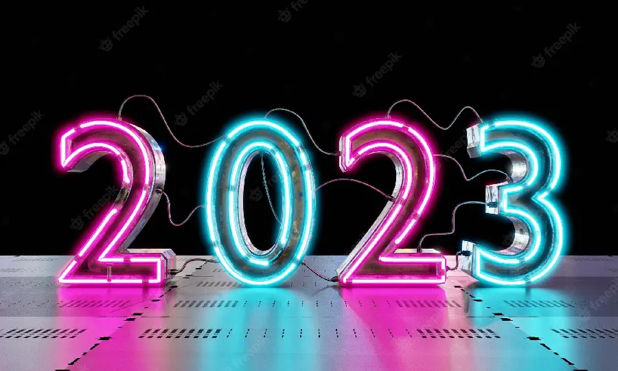 High quality neon number 2023 photo
