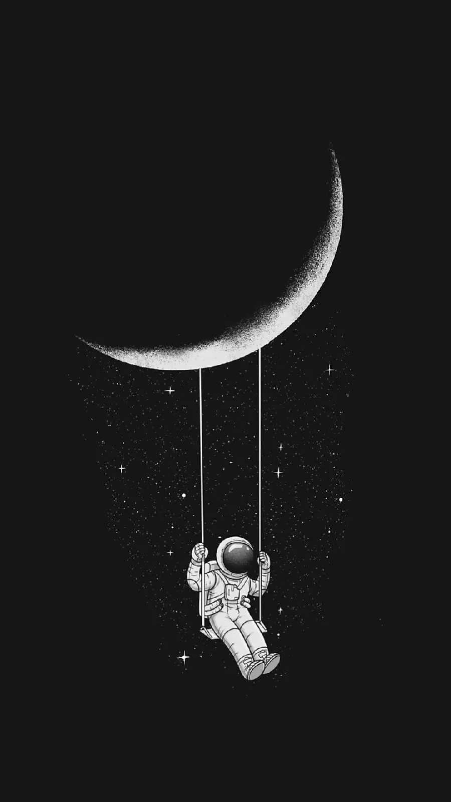 Famous painting of astronaut swinging From the moon dedicated to the profile 