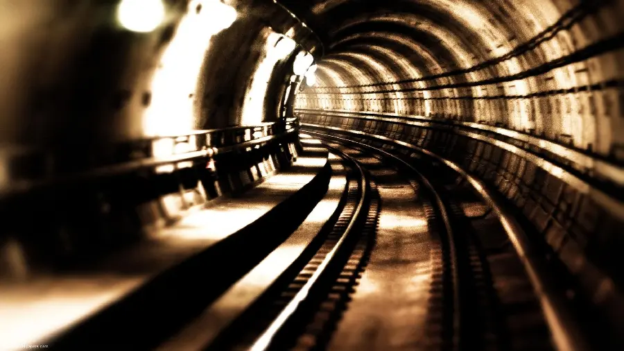 A twisting tunnel with interesting lights in a Full HD art frame