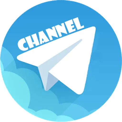 Blue Telegram logo and white background for the channel