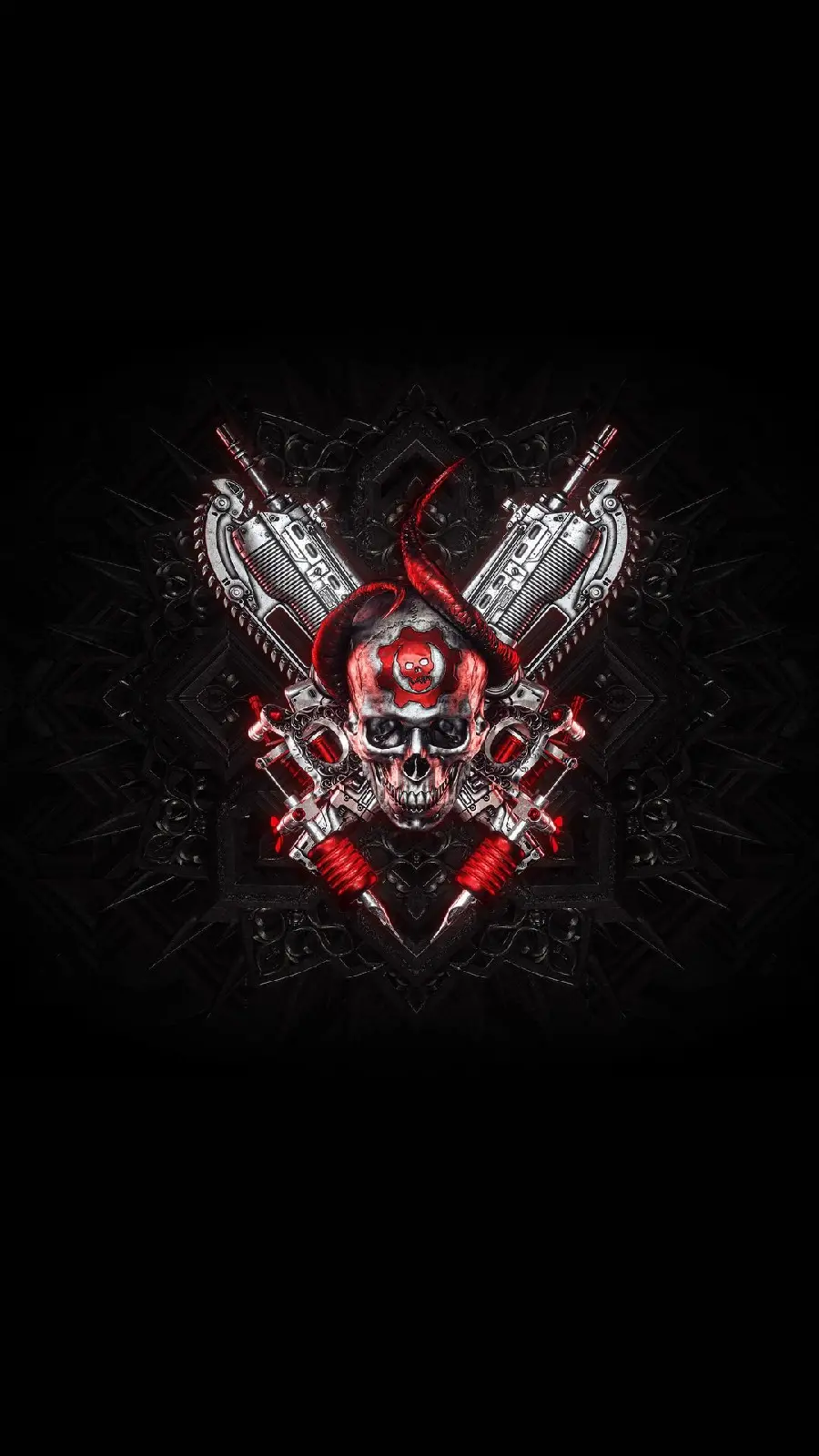 Cool Profile Picture of the Red Pirate Badge with a Gear Background