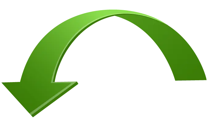 Arrows and arrows with green color down PNG