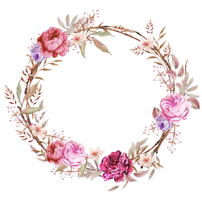 Circular shape of beautiful pink flowers for editing wedding photos and profiles