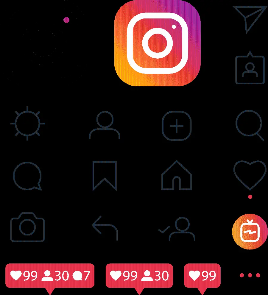 Insta icons without PNG background