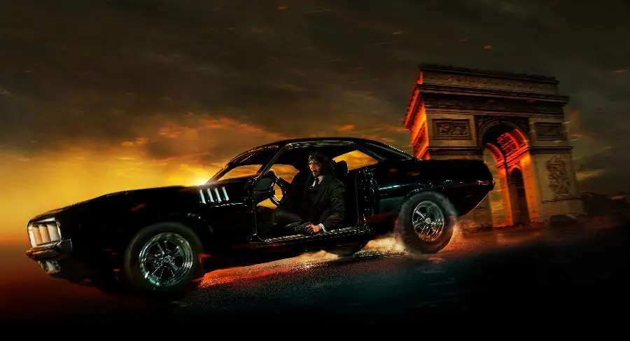  Exciting picture of John Wick with the famous black car 