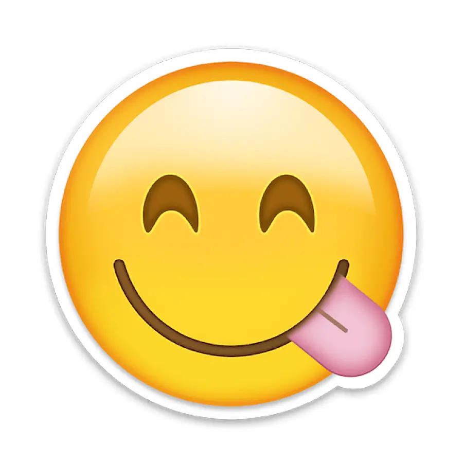 Yellow emoji of eating and being delicious in PNG format