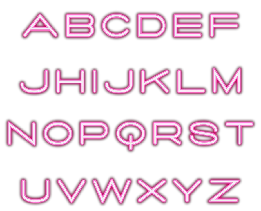 Photo of neon purple English letters