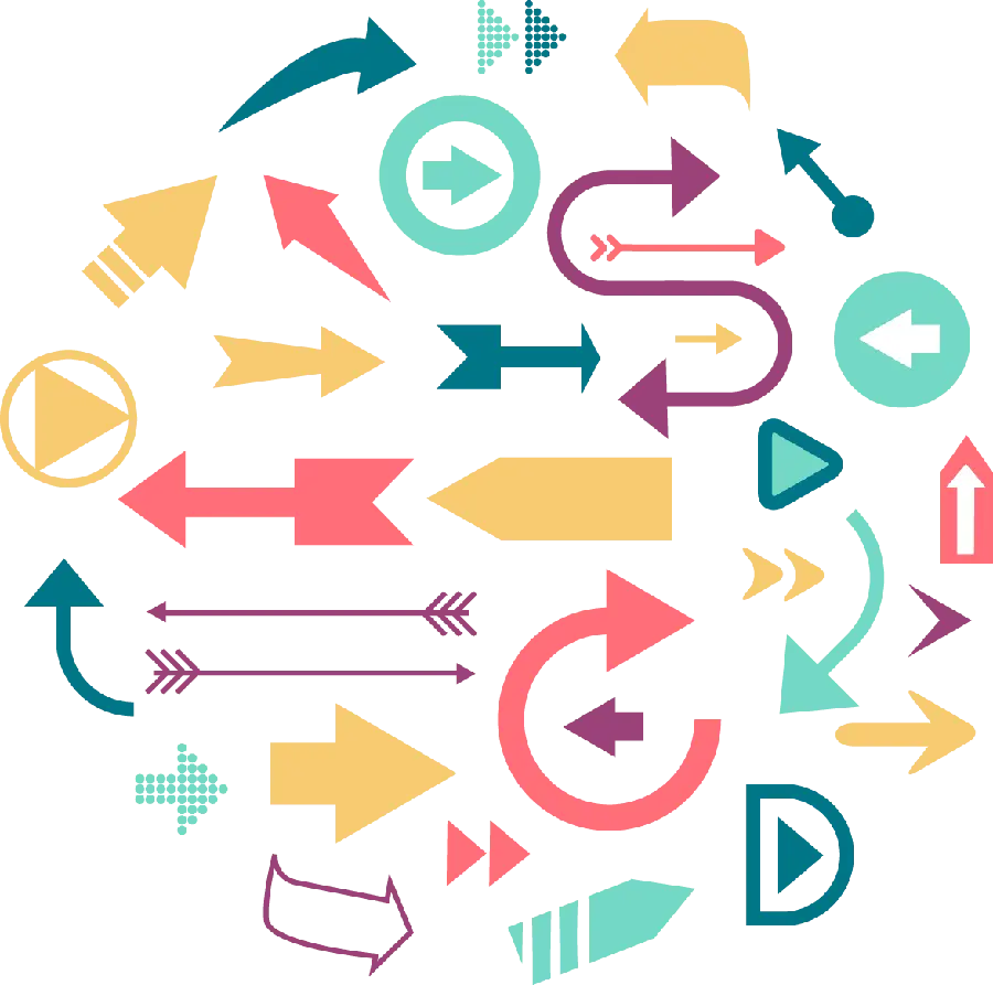 Pointing arrow images without background in PNG layered format