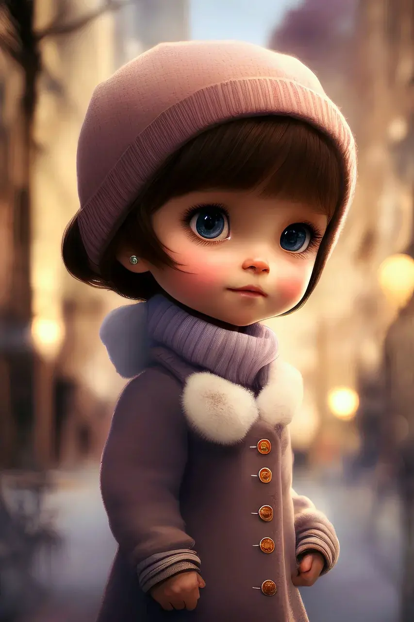 Cute doll girl profile on the street for stylish girls