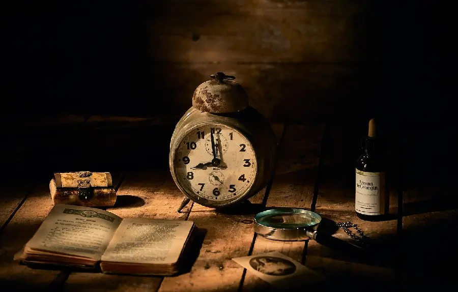 HD profile picture of old clock and accessories