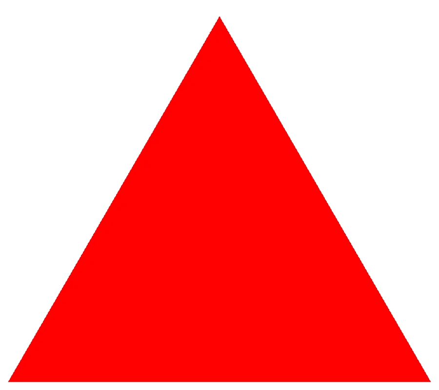 Simple solid red triangle image in teleported form completely free