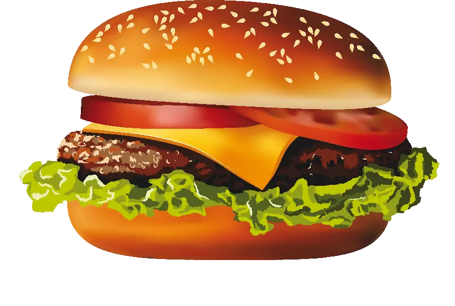 The most natural drawing of a special hamburger in a telephoto form