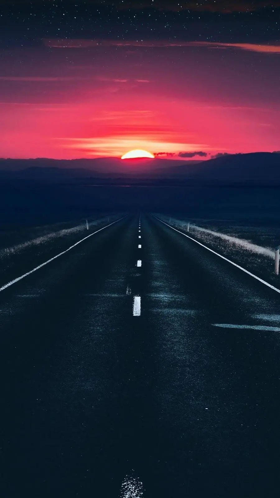 Purple Road and Sunset Wallpaper