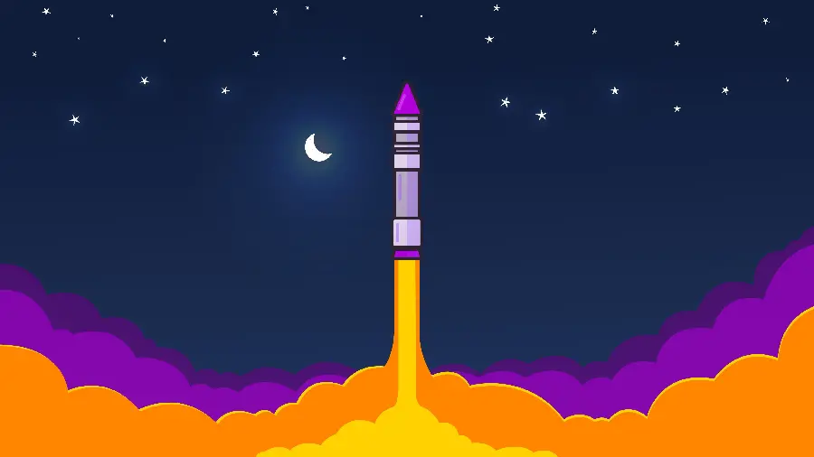 Super Beautiful HD Drawing of Purple Spaceship in the Sky