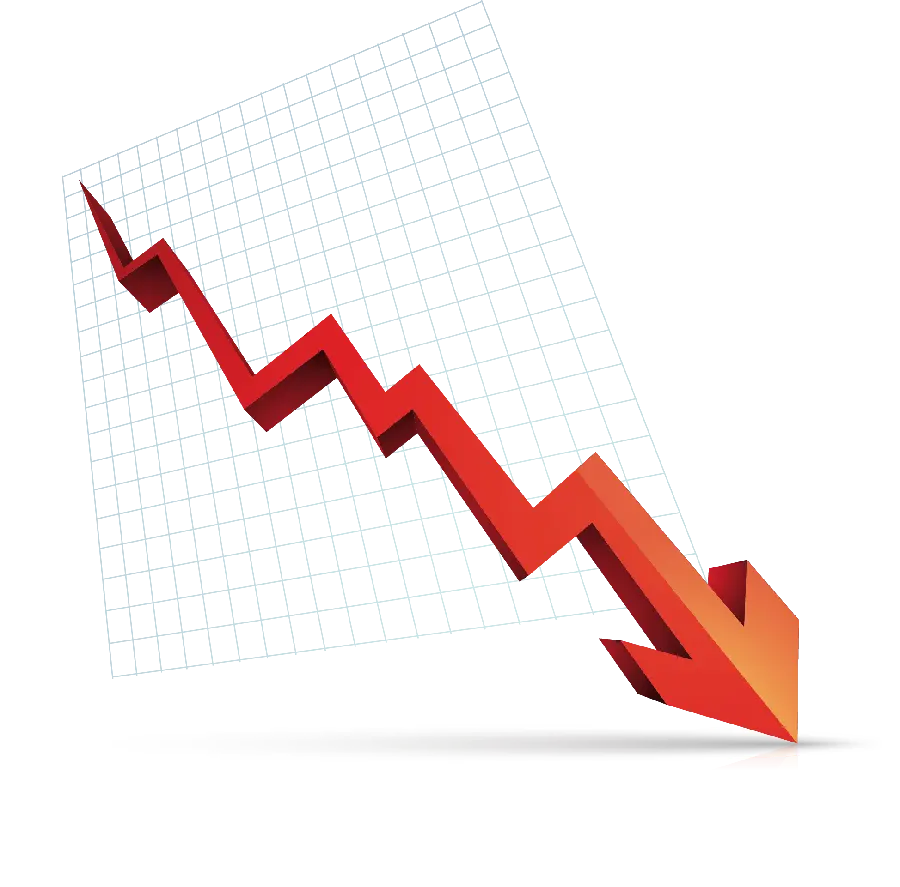Red Downward Arrow and Arrow Image for Stock Market Advertising
