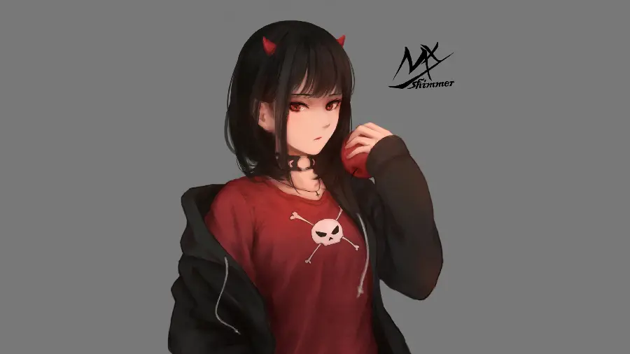 The latest cool anime girl profile with a red and black theme for Telegram