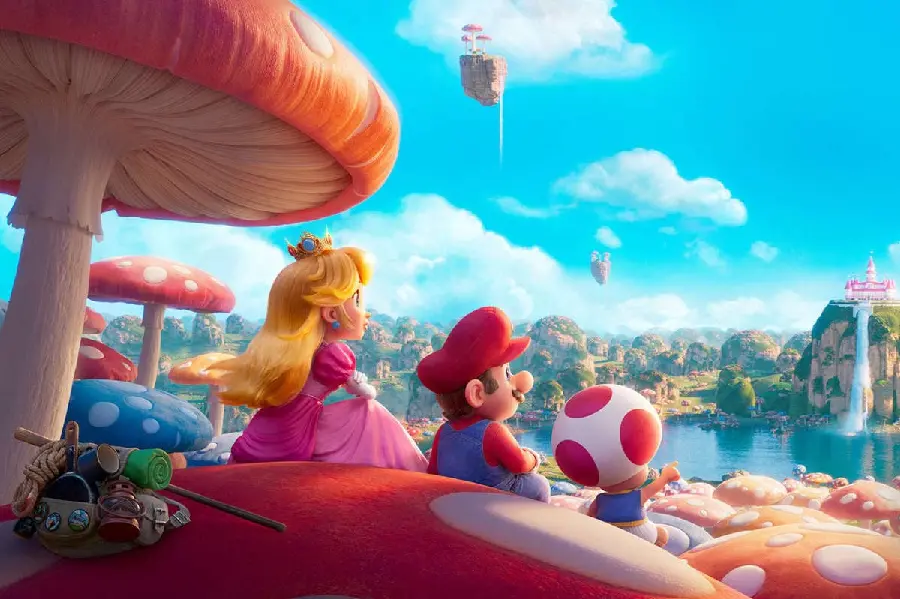 Mario Wallpaper with Princess Peach in Super Mario Bros.
