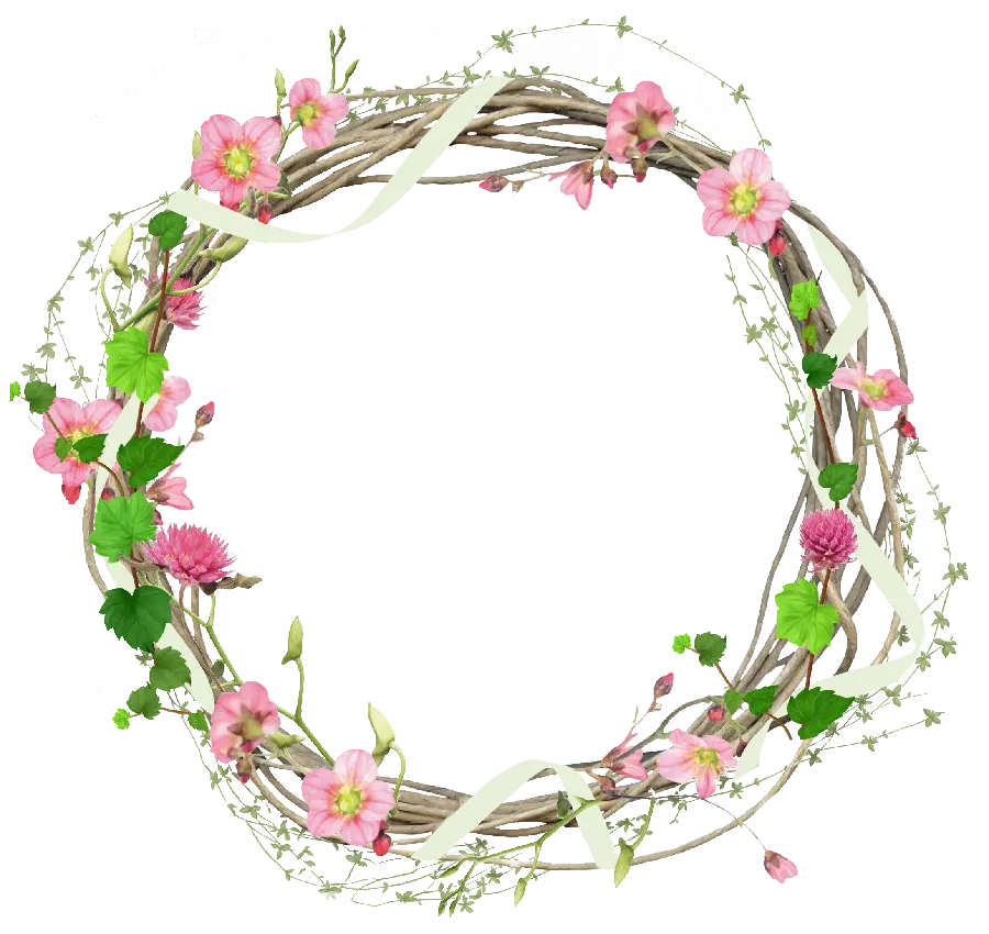 Photo of a circular ring of natural flowers for editing a PNG logo