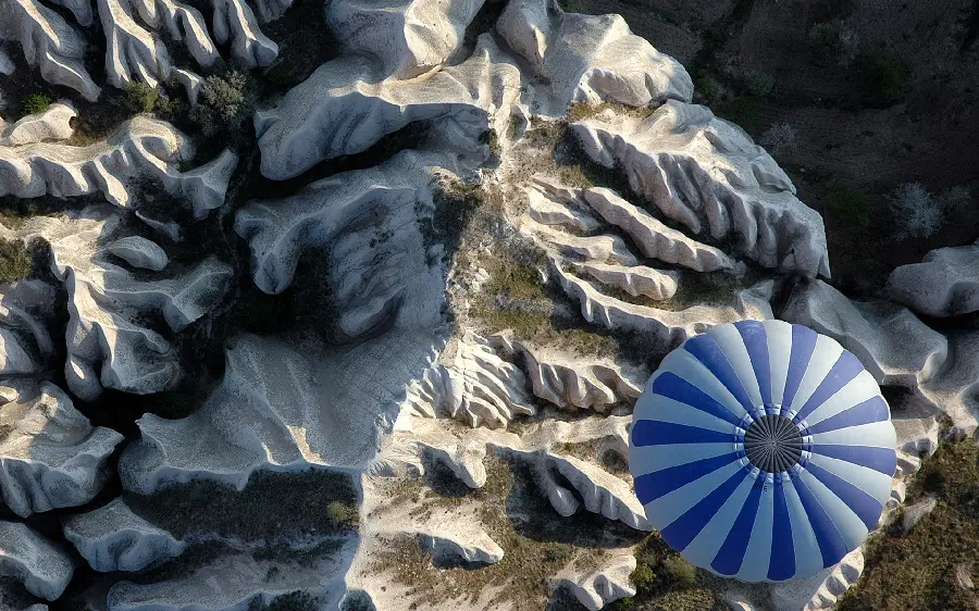 Interesting Image of Blue Striped Balloon from Above as Background