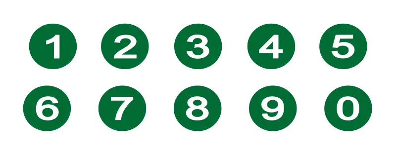 Mathematical numbers in green and circular