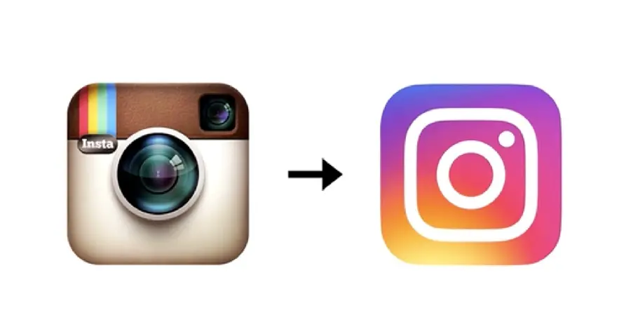 Photo of old and new Instagram logos side by side cropped