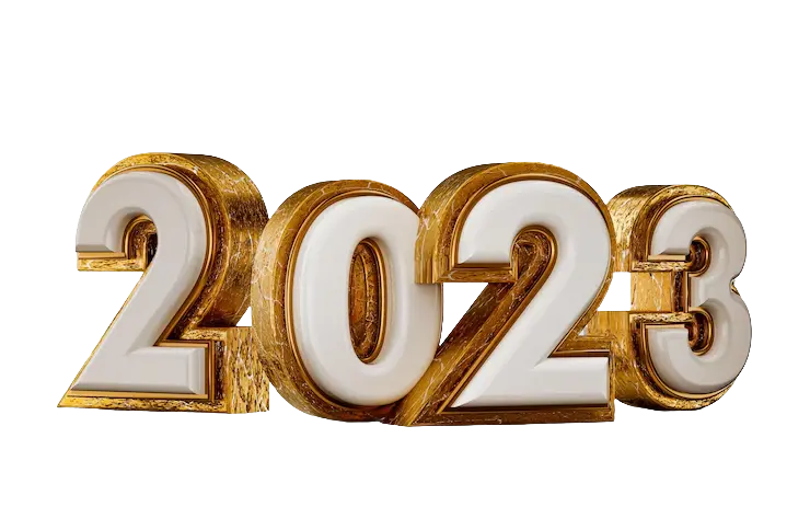 Golden number 2023 photo for postcard
