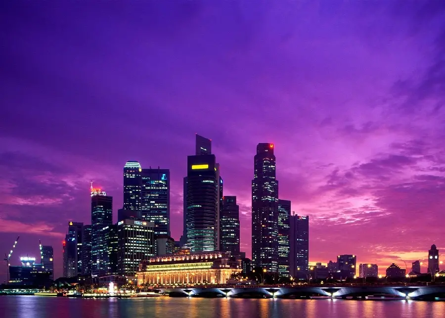 Gorgeous Purple City by the Vast Lake