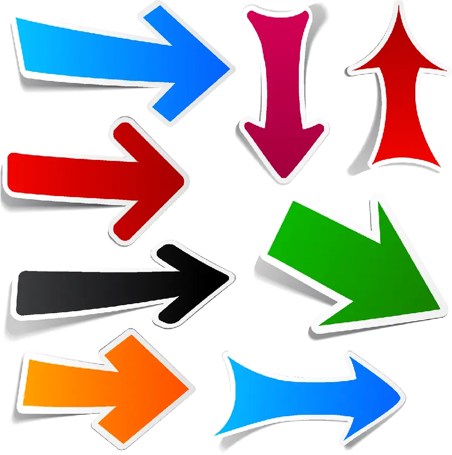 Fantasy directional arrow photo in PNG with different colors