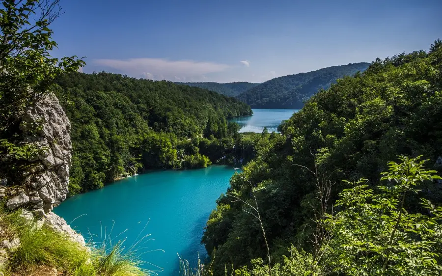 Aerial background of the bright blue nature of the big river