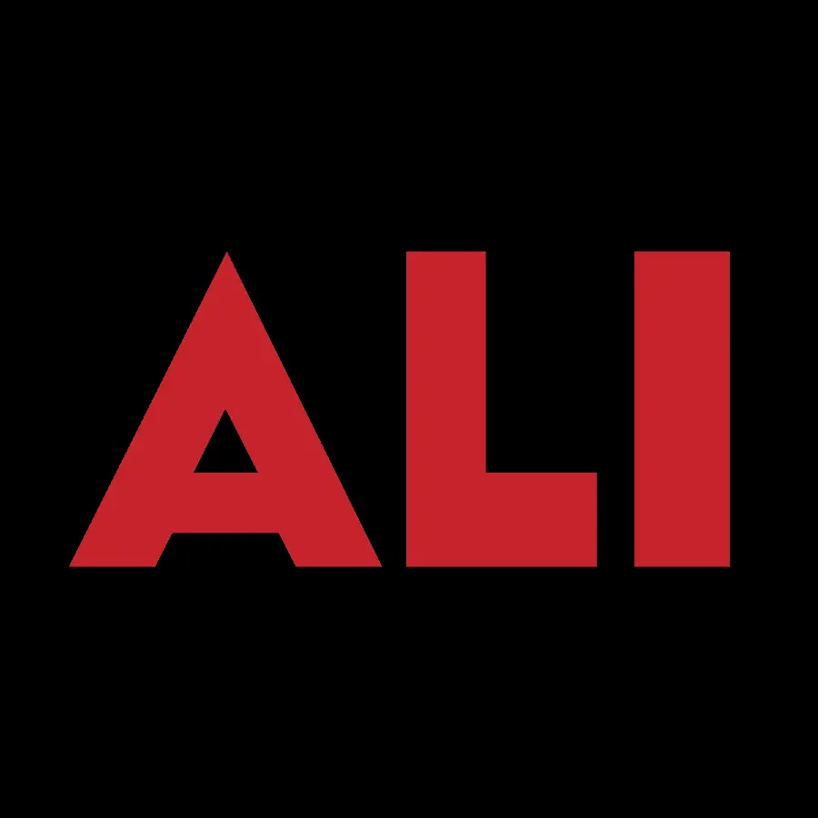 Interesting font of the English name Ali in beautiful red and black color