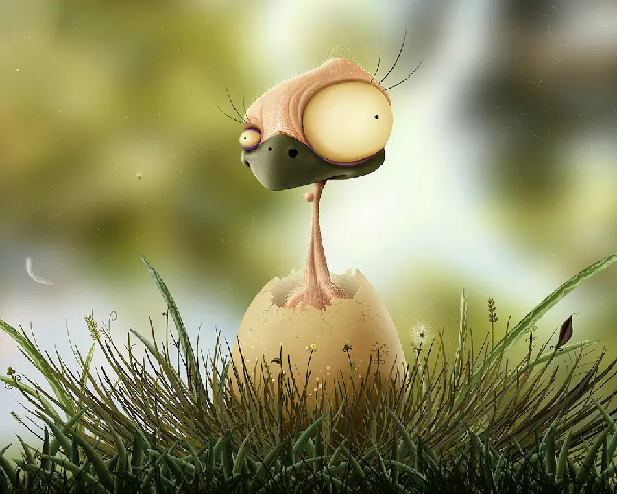 Free Download Picture of Ugly Duckling Just Hatched with Small and Big Eyes