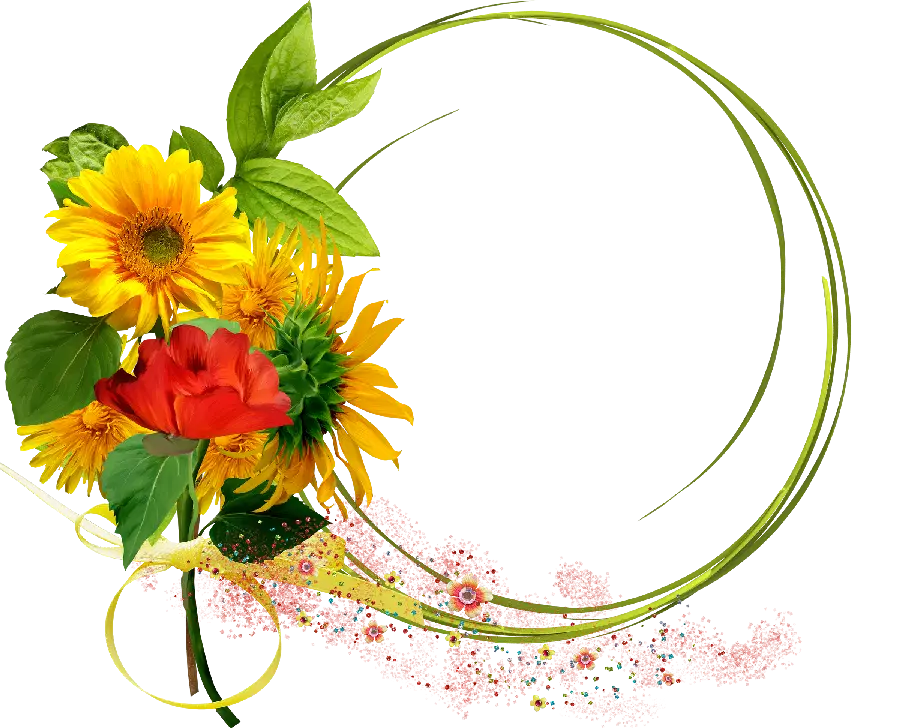 Beautiful circular frame with flower design in png format without background