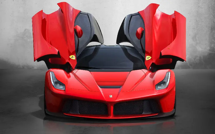 Amazing wallpaper of a red sports car with doors Open 