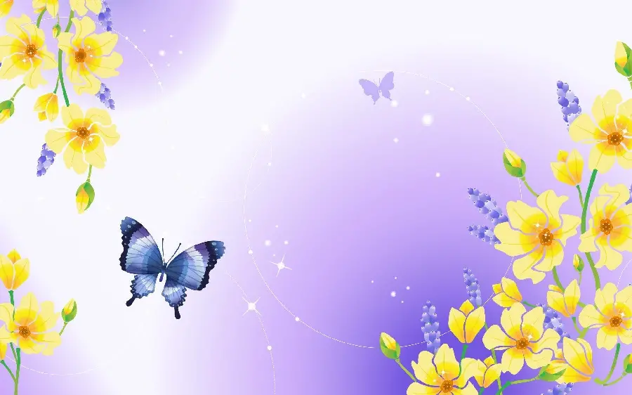 Spring Butterfly and Flowers Wallpaper