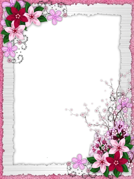 Frame for writing beautiful romantic text with high quality pink and purple flower design