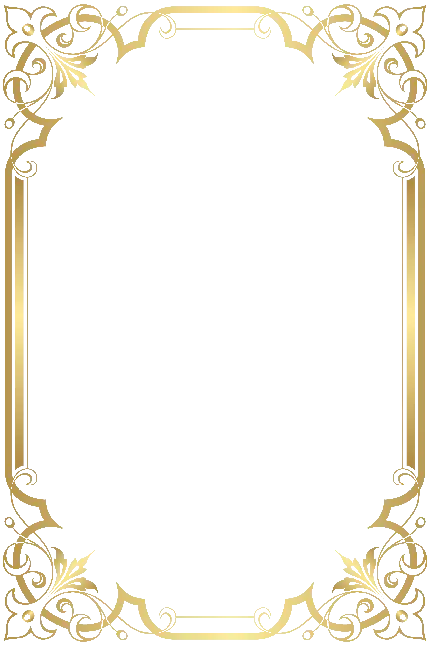 Beautiful and golden frame without background for writing official texts