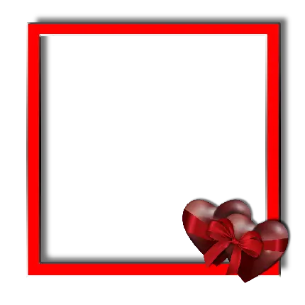 Romantic photo frame without background with two beautiful red hearts in the corner