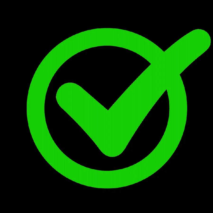 Photo without a background of the green tick doing things in png format