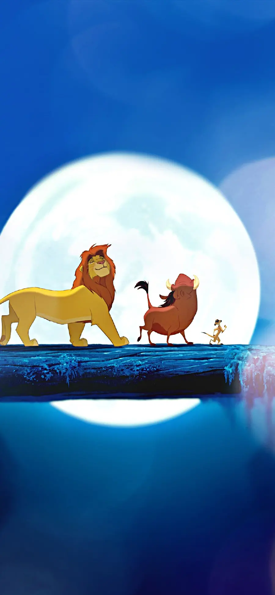 Photo from the animation sequence of Simba the Lion King with his friends suitable for the phone