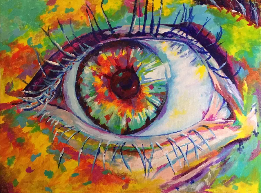 Amazing painting of the eye in the style and art of Fauvism