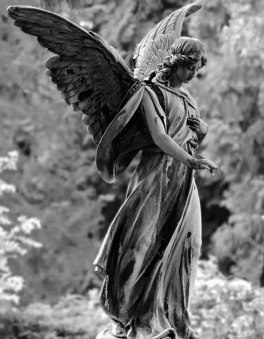 Stock image of a real winged stone angel statue