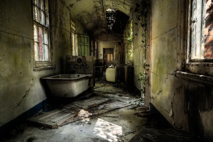 Wallpaper of an old and ruined house Rotten castle with cracked walls