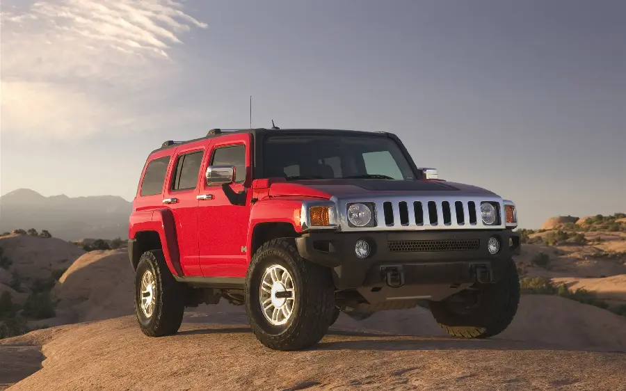 Special profile photo of a red chassis car with big tires