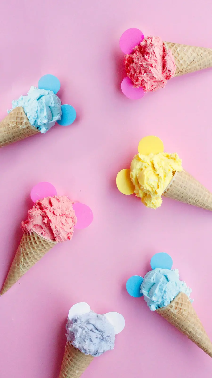Colorful Mickey Mouse Cones Ice Cream Photo for Ice Cream Cafe Exterior