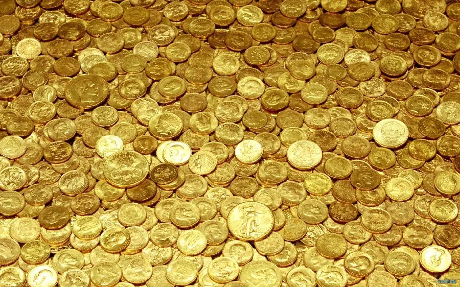 Image of a pile of gold coins for downloading as a phone and tablet background 