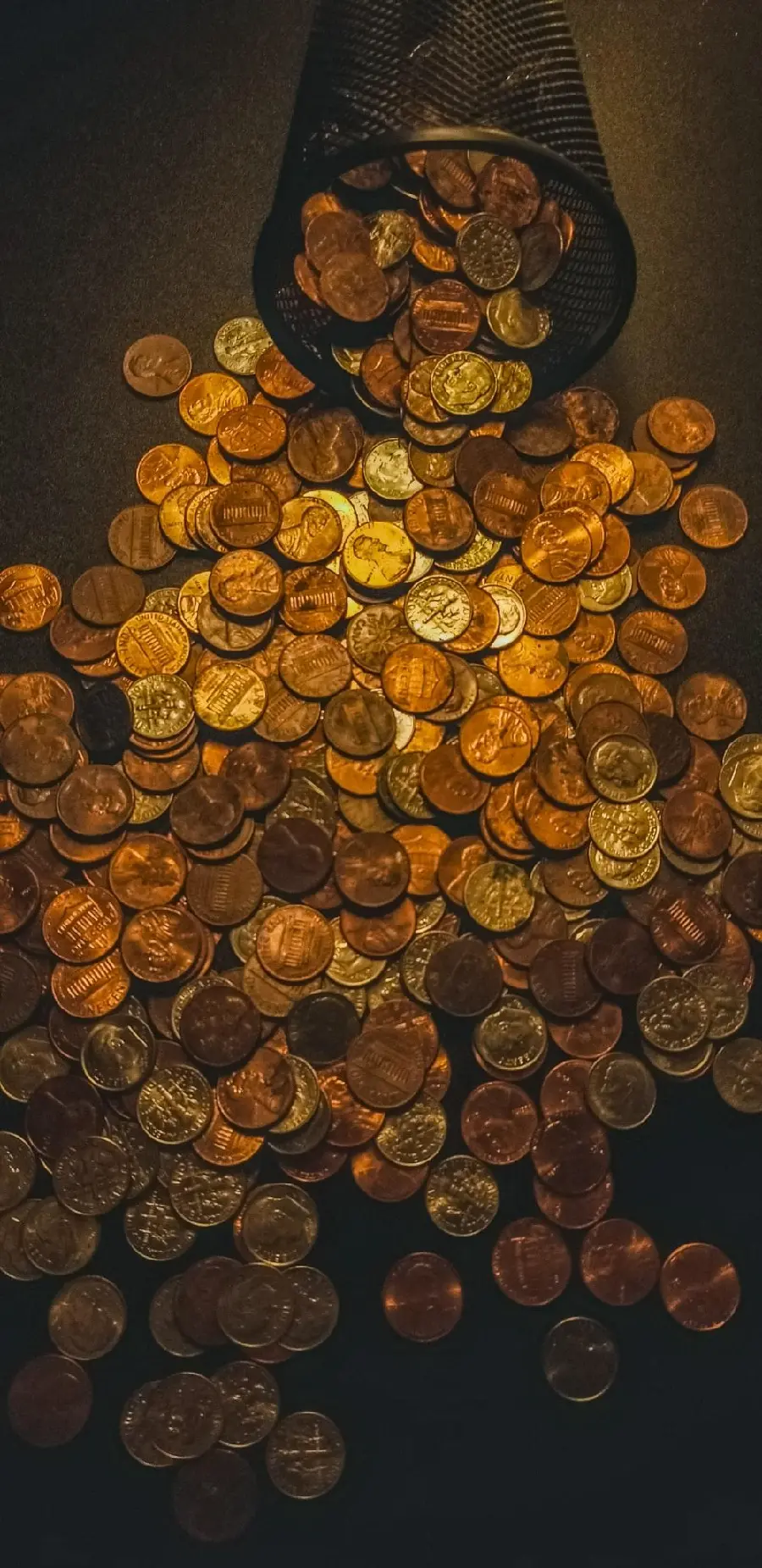 Full HD image of old gold coins with black background 