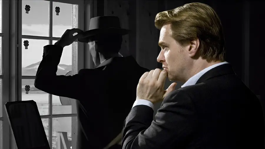Download a beautiful photo of Christopher Nolan in the movie Oppenheimer 