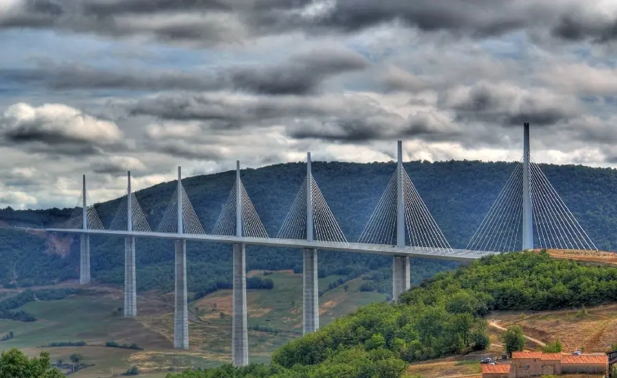 A very interesting and spectacular image of the Millau Bridge in France with a very high height